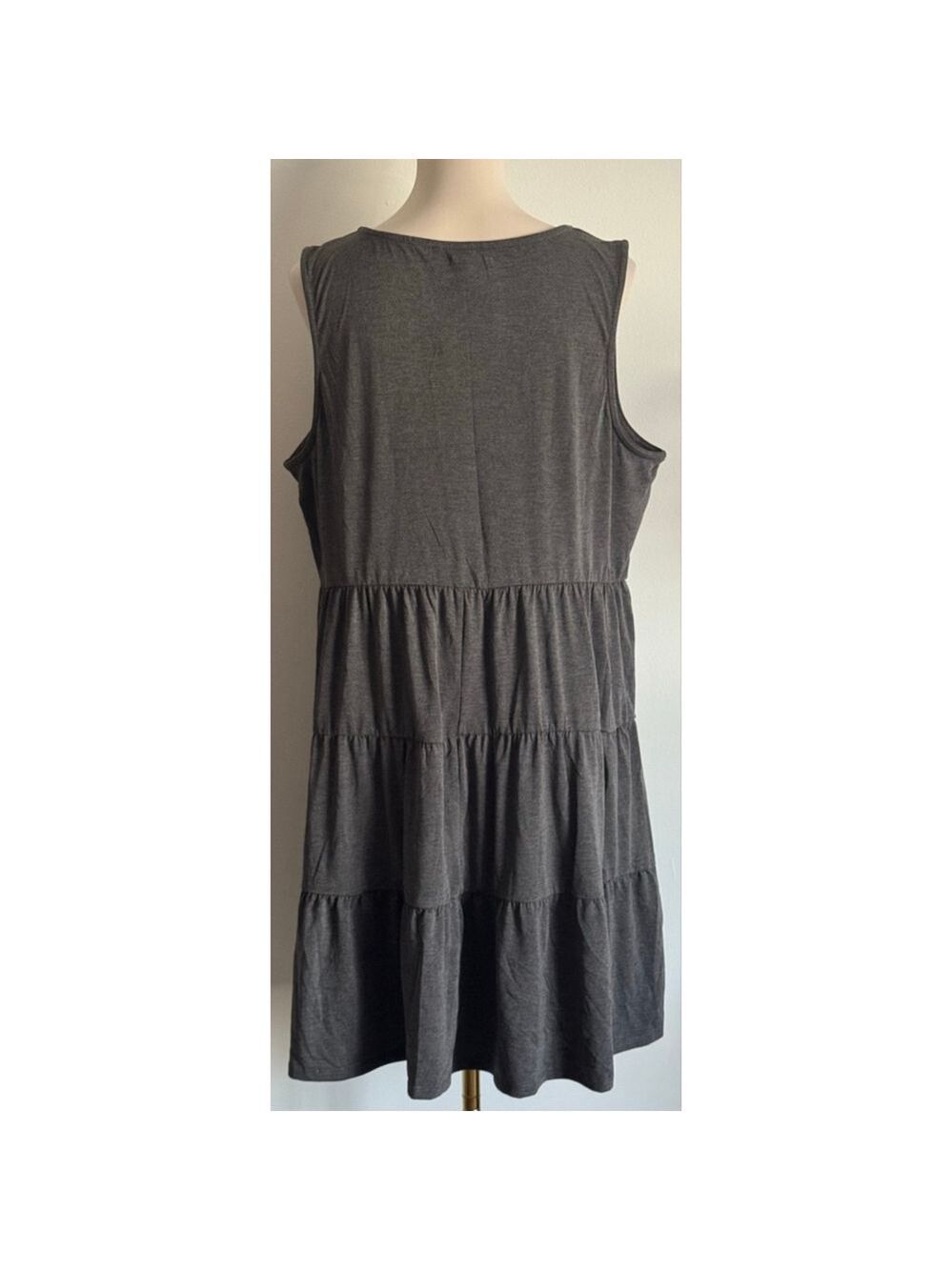 Women's Maurices Gray Tiered Sleeveless Dress Plus Size XL - Picture 2 of 4